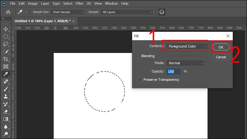 Chọn Foreground Color trong bảng Contents